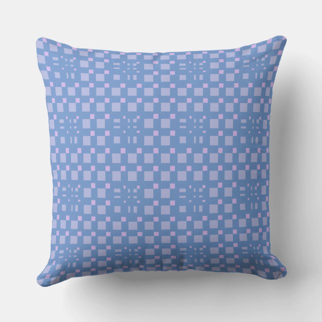 Mazipoodles 3D Square Grid Dusty Blue Lilac Cushion (Back)