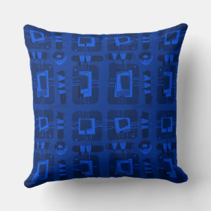 Mazipoodles Abstract Ethnic Matrix - Blue Cushion