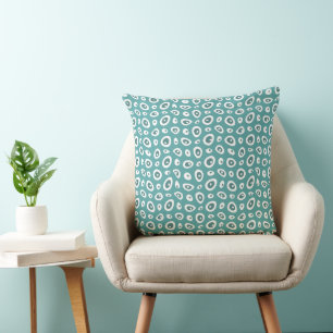 Mazipoodles Abstract Teardrops - Dusty Teal White Cushion