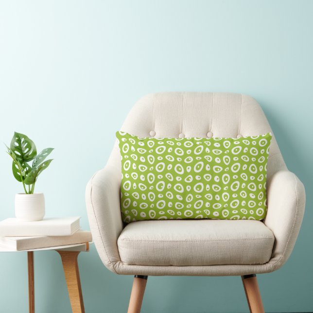 Mazipoodles Abstract Teardrops - Pear Green White  Lumbar Cushion (Chair)