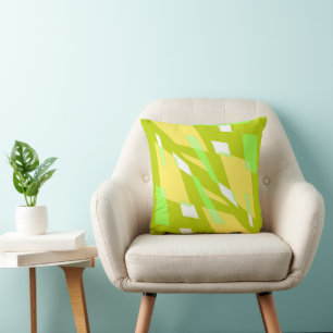 Mazipoodles Abstraction Perspective Green Yellow Cushion