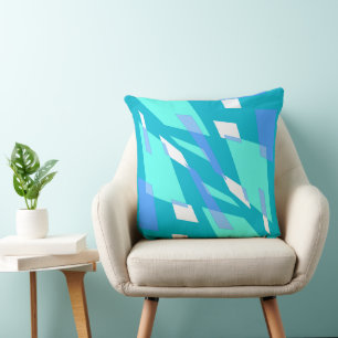 Mazipoodles Abstraction Perspective Teal Blue Cushion