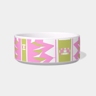 Mazipoodles Afrofuturist Pattern Pink White Green Bowl