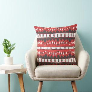 Mazipoodles Afrofuturist Pattern - Scarlet Grey 2 Cushion