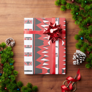 Mazipoodles Afrofuturist Pattern - Scarlet Grey Wrapping Paper