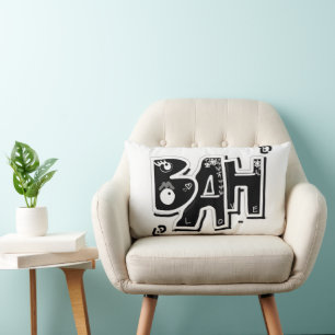 Mazipoodles Bah Humbug Black White Lumbar Cushion