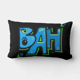 Mazipoodles Bah Humbug Love Green Blue Black Lumbar Cushion