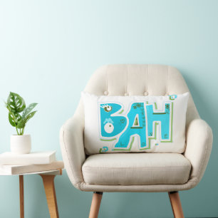 Mazipoodles Bah Humbug Love Green Turquoise White  Lumbar Cushion