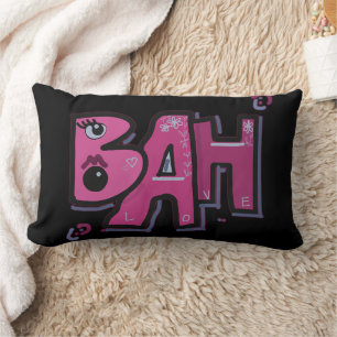 Mazipoodles Bah Humbug Love Lavender Magenta Black Lumbar Cushion