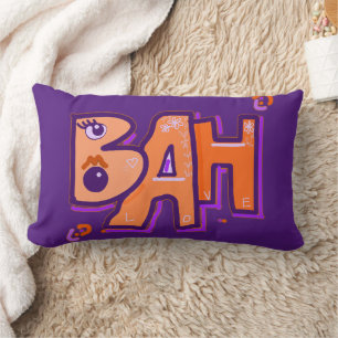 Mazipoodles Bah Humbug Love Purple Orange  Lumbar Cushion