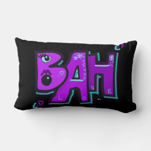 Mazipoodles Bah Humbug Love Teal Violet Black Lumbar Cushion