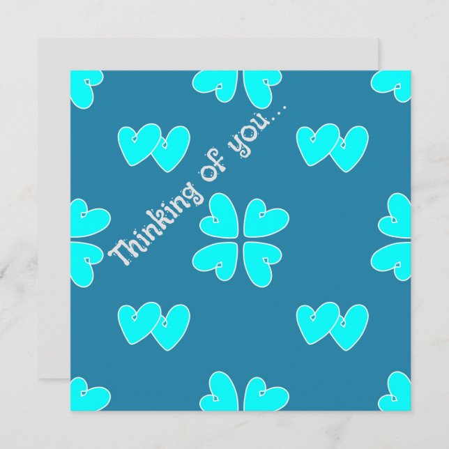 Mazipoodles Blue Hearts On Blue Thinking Of You Card (Front/Back)