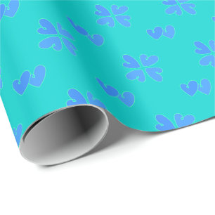 Mazipoodles Blue Hearts On Turquoise Wrapping Paper