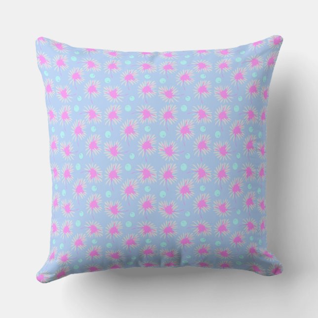 Mazipoodles Bold Daisies: Blue Fuchsia Turquoise 2 Cushion (Back)