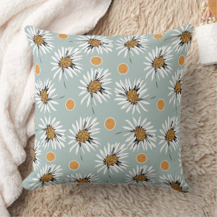 Mazipoodles Bold Daisies - Grey Burnt Orange Cushion