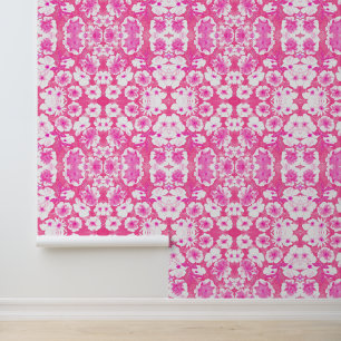 Mazipoodles Botanical Garden - Hot Pink White Wallpaper