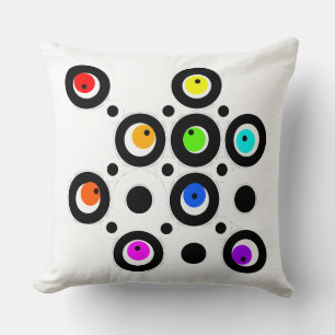 Mazipoodles Circles And Dots Pattern Rainbow Black Cushion
