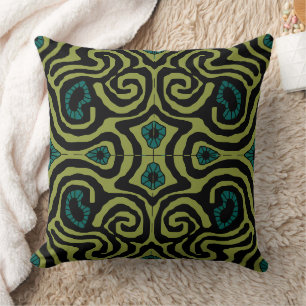 Mazipoodles Crazy Maze - Olive Black Teal Cushion