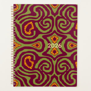 Mazipoodles Crazy Maze - Olive Burgundy Gold Planner