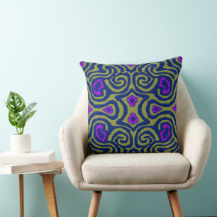 Mazipoodles Crazy Maze - Olive Navy Purple Cushion