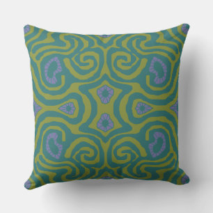 Mazipoodles Crazy Maze - Olive Teal Periwinkle  Cushion