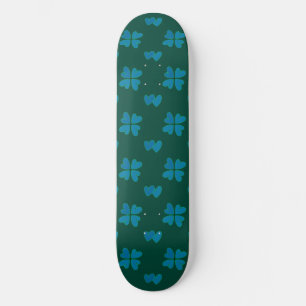 Mazipoodles Dusty Blue Hearts On Dark Green Skateboard
