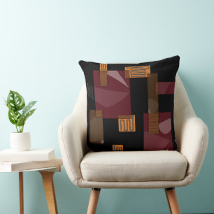 Mazipoodles Egyptian Collage Brown Red Orange Grey Cushion