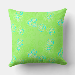 Mazipoodles Floral Bubbles - Lime Turquoise Cushion