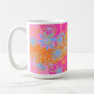 Mazipoodles Floral Bubbles Multi Pink Orange Blue Coffee Mug