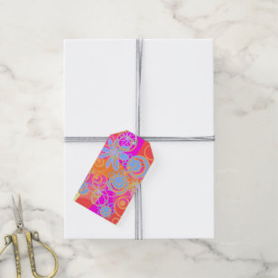 Mazipoodles Floral Bubbles Multi Pink Orange Blue Gift Tags