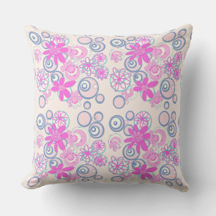 Mazipoodles Floral Bubbles - Pink Teal Dusty Blue Cushion