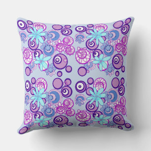 Mazipoodles Floral Bubbles - Purple Blue White Cushion