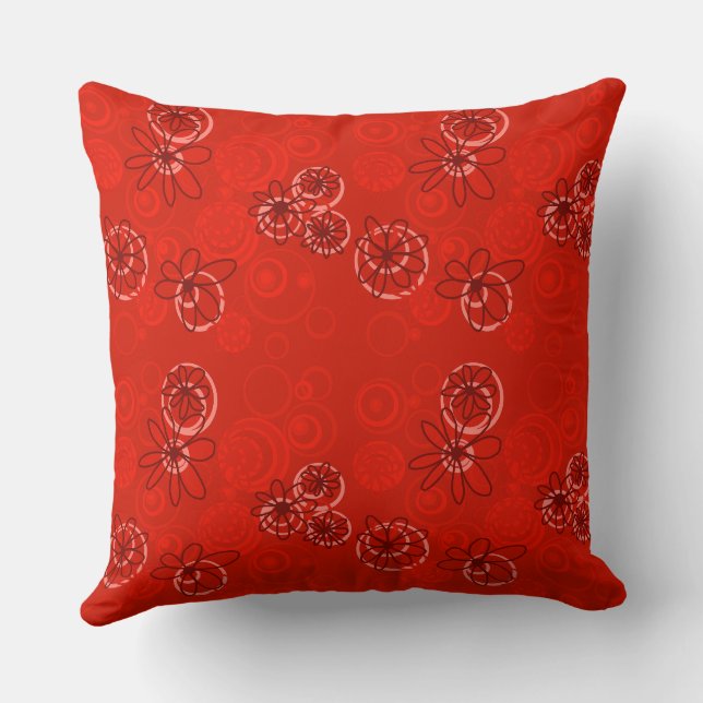 Mazipoodles Floral Bubbles - Red Cushion (Back)