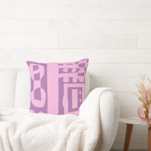 Mazipoodles Floral Decal Ethnic Print Pink Lilac Cushion