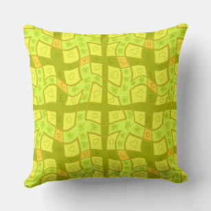 Mazipoodles Floral Love Hearts Check - Lime Olive Cushion