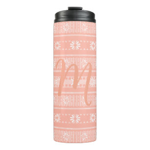 MAZIPOODLES Floral Striped Ribbed Knitting 202 M Thermal Tumbler