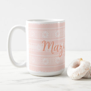 MAZIPOODLES Floral Striped Ribbed Knitting Name Coffee Mug