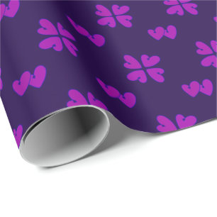 Mazipoodles Fuchsia Hearts On Indigo Wrapping Paper