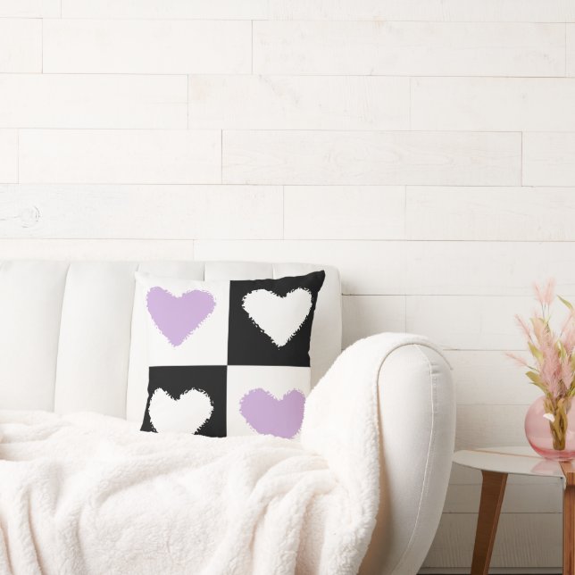 Mazipoodles Hearts Abstraction Lilac Cushion (Couch)