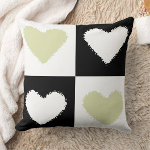 Mazipoodles Hearts Abstraction Pastel Olive Green  Cushion