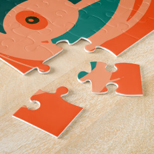 MAZIPOODLES I Spy Eye Orange Teal Black Jigsaw Puzzle