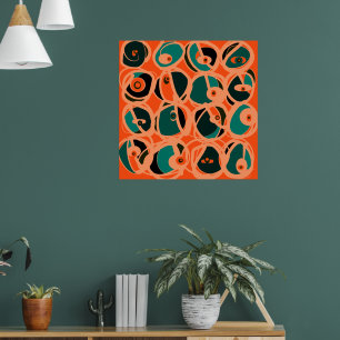 MAZIPOODLES I Spy Eye Orange Teal Black Poster