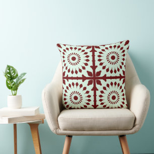 Mazipoodles Kaleidoscope Wheel A Burgundy Mint Cushion