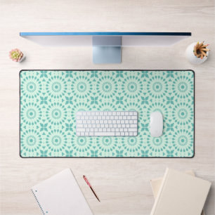 Mazipoodles Kaleidoscope Wheel A Dusty Teal Mint Desk Mat