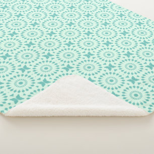 Mazipoodles Kaleidoscope Wheel A Dusty Teal Mint Sherpa Blanket