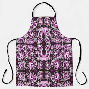 Mazipoodles Love Flowers - Black Purple White Apron