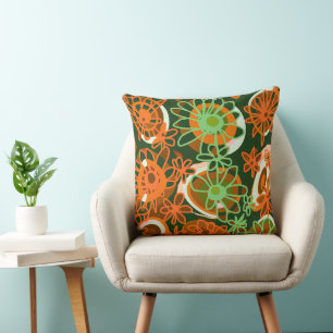Mazipoodles Love Flowers - Green Orange Cushion