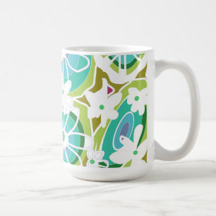 Mazipoodles Love Flowers - Green Teal Purple White Coffee Mug
