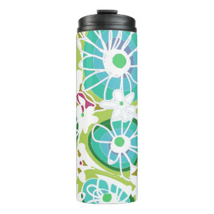 Mazipoodles Love Flowers - Green Teal Purple White Thermal Tumbler