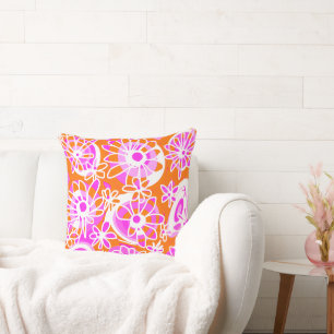 Mazipoodles Love Flowers - Orange Pink White Cushion